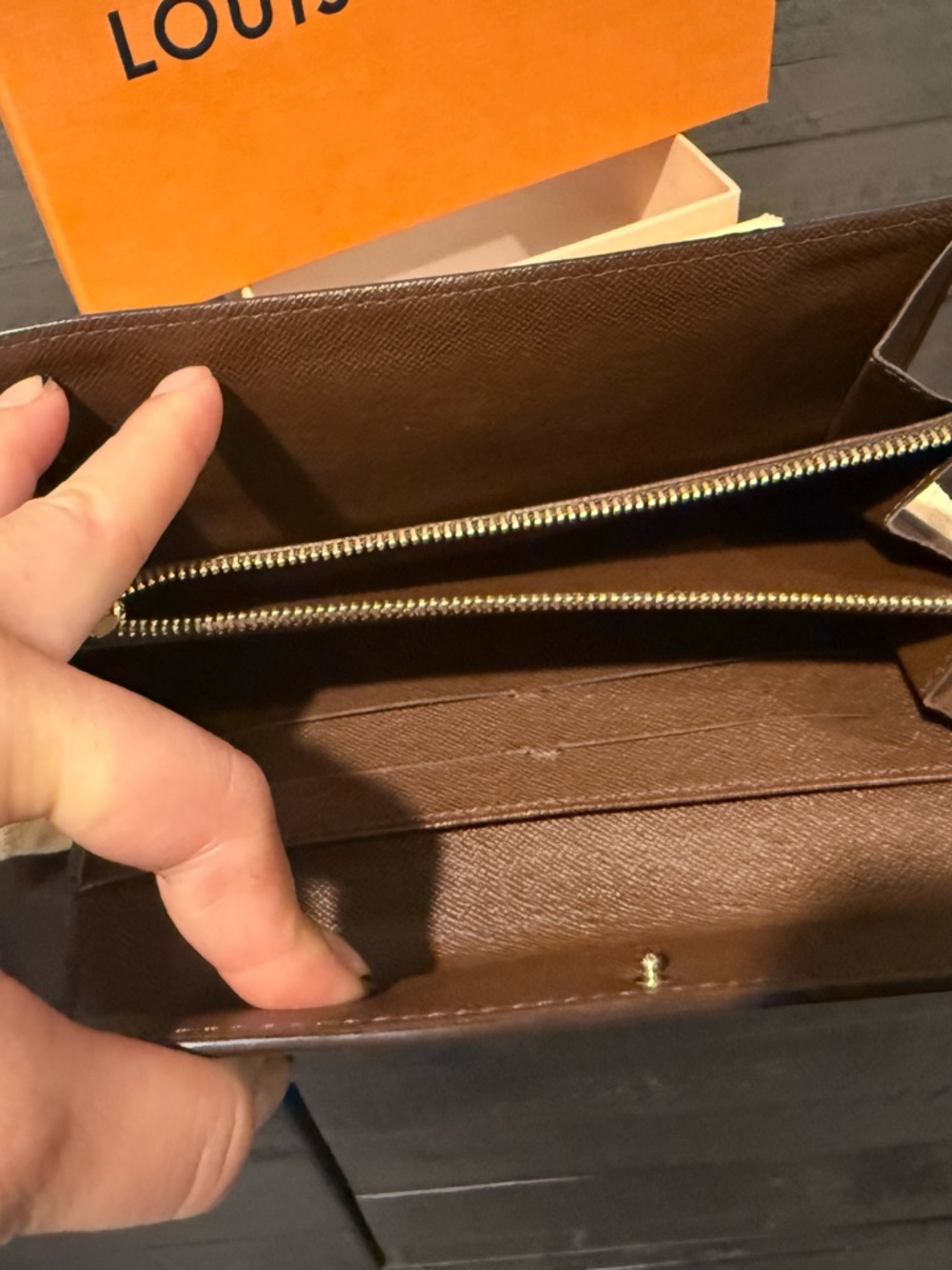 Louis Vuitton Brown & Gold Long Wallet